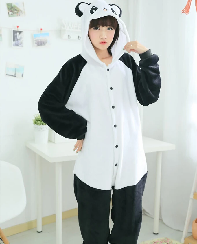 Мультфильм для взрослых унисекс kigurums зима Аниме Пижамы Panda Косплэй Костюм Пижама