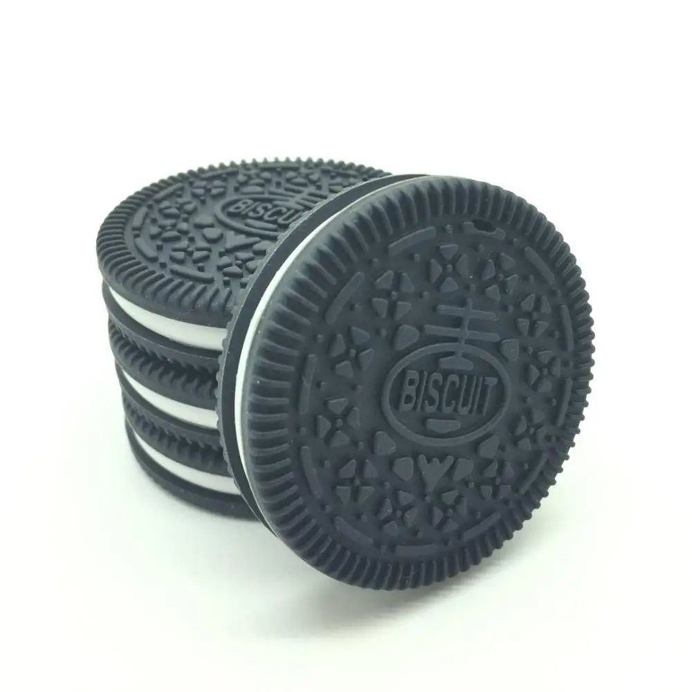 Black 5 шт. Печенье Oreo бусины силиконовые подвески формы печенья Прорезыватель кулоны еда без бисфенола-а класса печенья пончик Битер Игрушки для малышей - Окраска металла: Black