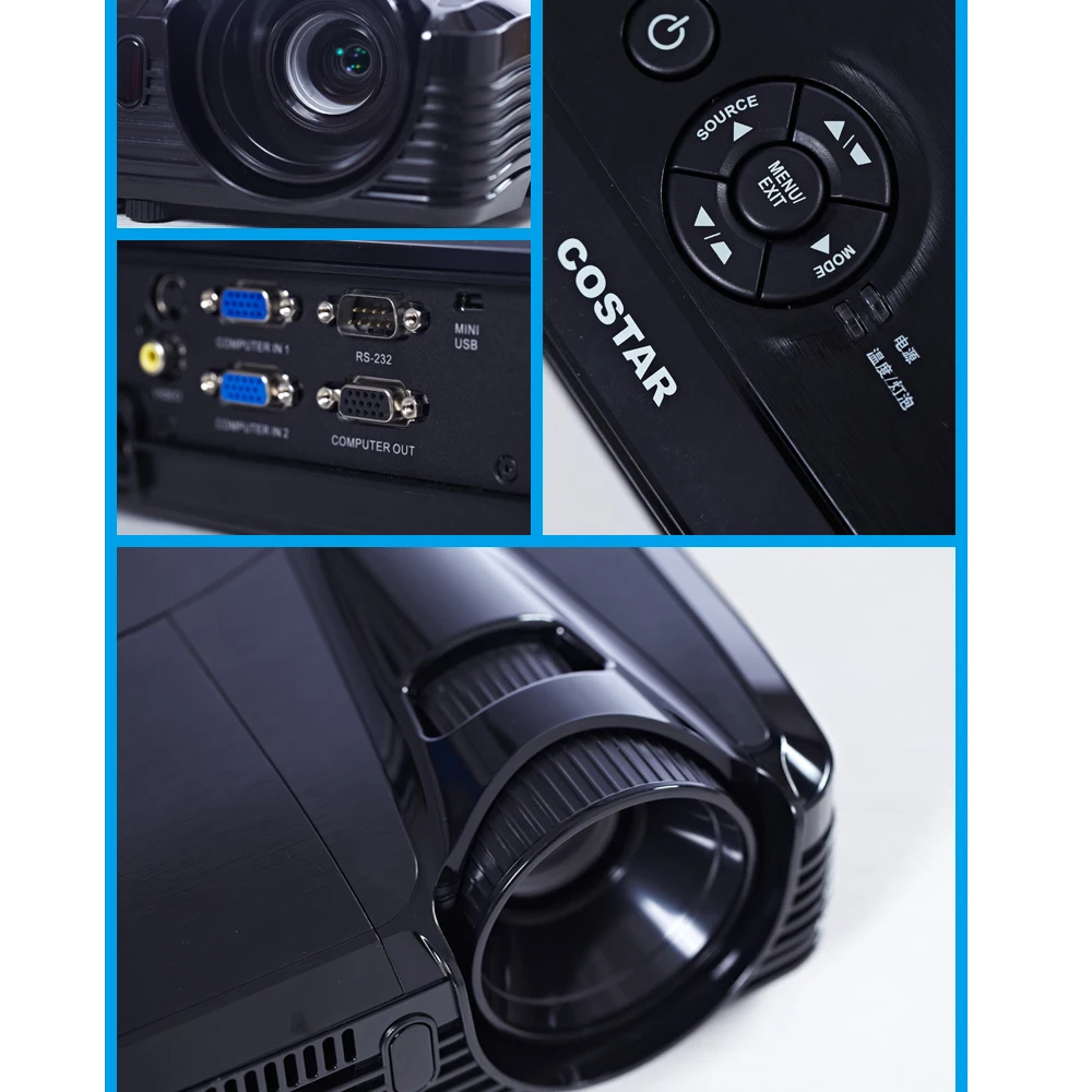 2016 Новый Короткий бросок Проектор Короткое фокусное фокусировка DLP Видео 1024x768