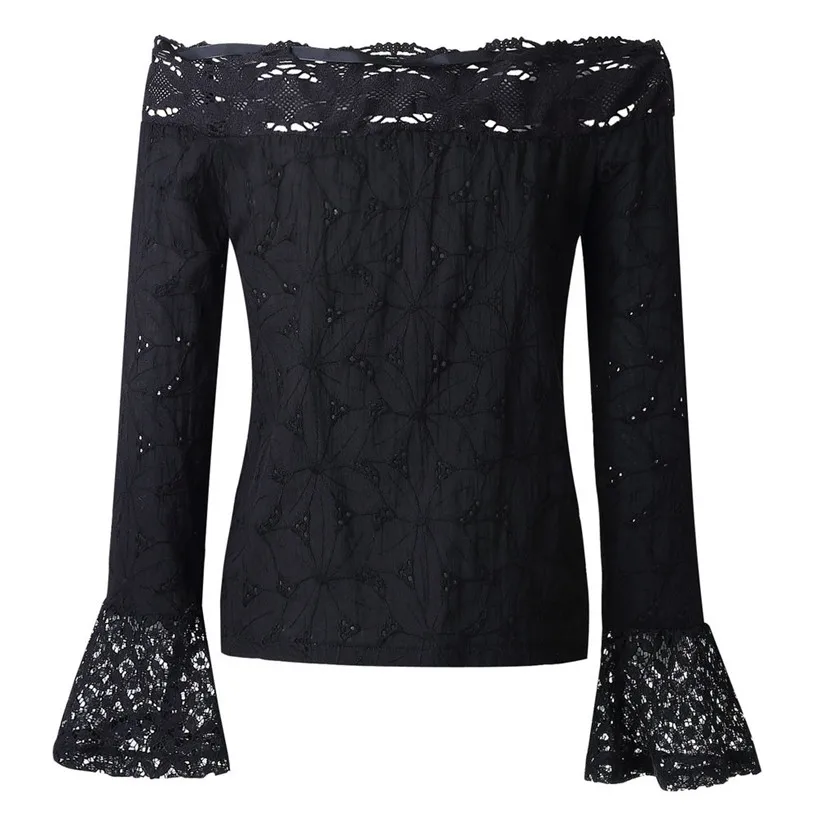 Womail Blusas Femininas 2017 Summer Sexy Womens Blouses Ladies Solid Off Shoulder Tops Casual Lace Blouse Women Shirts Blusas#30 | Женская