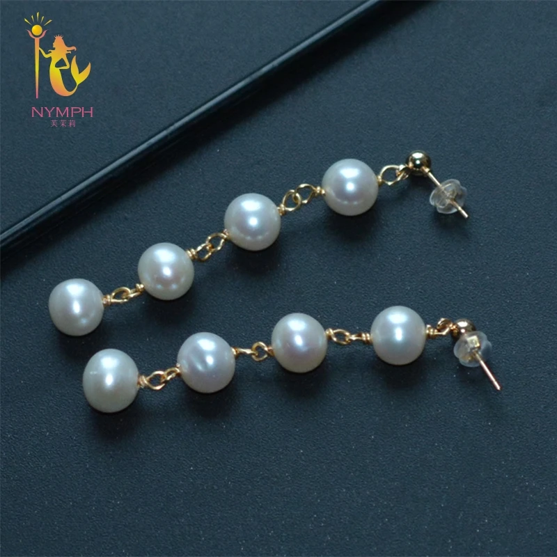 Женские серьги с пресноводным жемчугом NYMPH сережки-капли свадебный подарок E358 2018