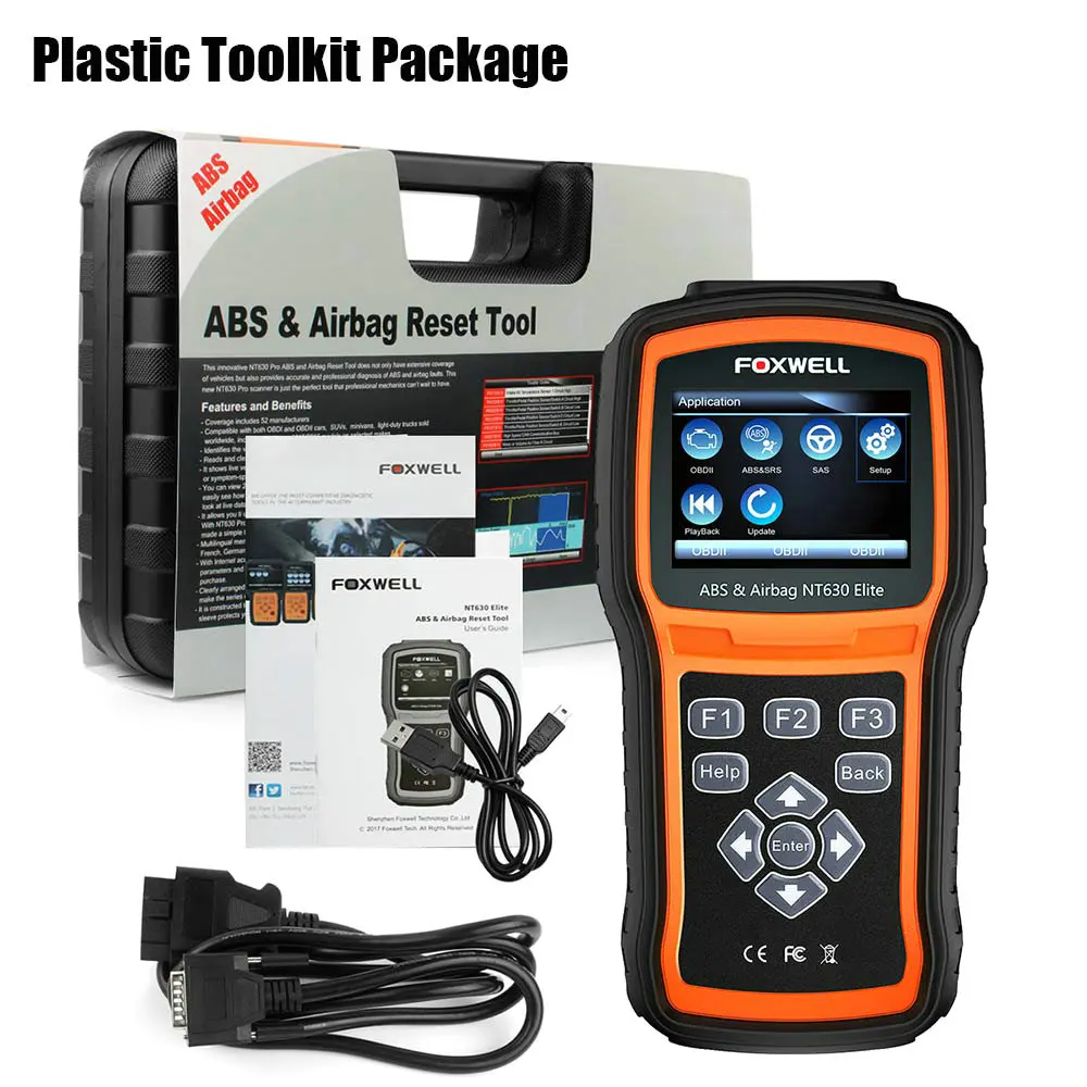 Plastic Package FOXWELL NT630 Elite OBD2 автомобильный сканер ABS SAS подушка безопасности сброс данных ODB2 автомобильный диагностический инструмент машина OBD 2 автоматический сканер - Цвет: Plastic Package
