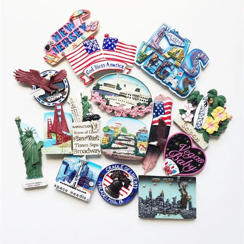 

USA Resin 3D Refrigerator Magnets New Jersey Las Vegas Washington Seattle Fridge Magnet Travel Tourist Souvenirs Craft