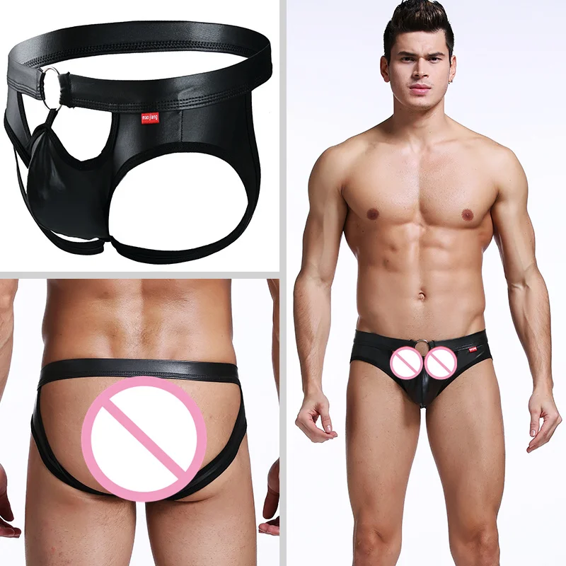 AIIOU сексуальное мужское бикини из искусственной кожи нижнее белье трусы стринги