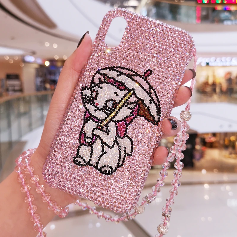 Для iphone XS Max роскошный Зонт кошка Мэри Bling Хрустальная крышка с бриллиантами для XR