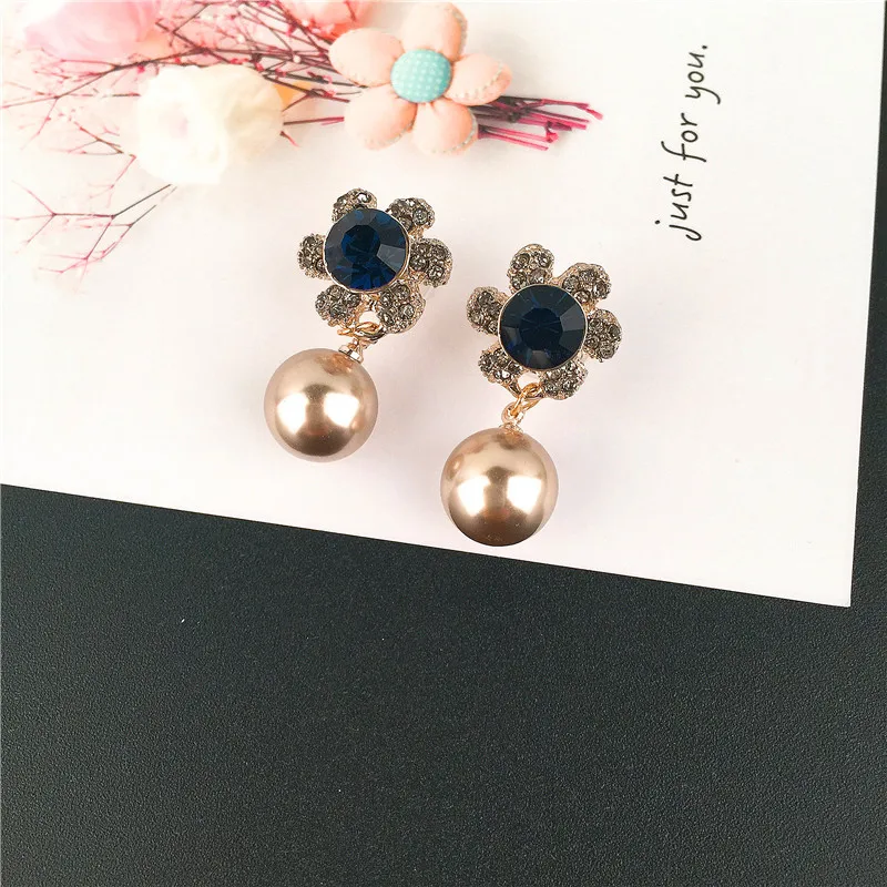 Top Sale Big Round Pearl Pendant Sunflower Mujer Boho moda Drop Earrings Fashion jewelry bohemian brincos For Women Femme 2018 | Украшения