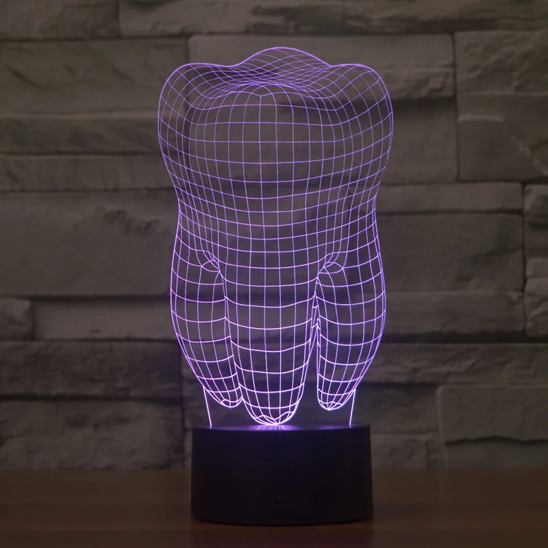 Wenhsin Зубы Форма Красочный 3D свет LED градиент ночник Иллюзия визуальный стерео USB