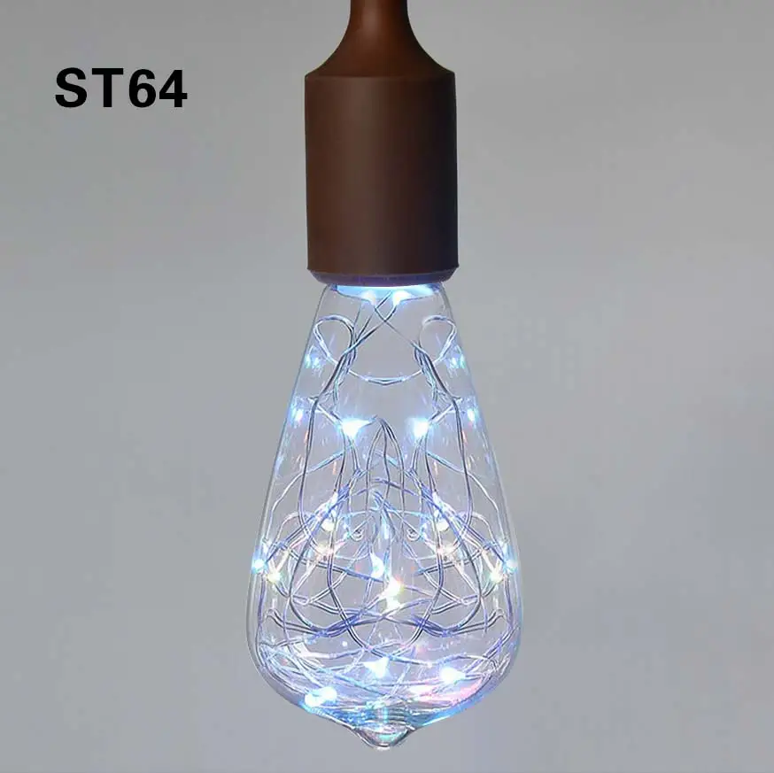 ST64 RGB 3D Star Фейерверк лампы праздник в винтажном стиле Новогоднее украшение светодио дный лампы накаливания строка E27 110 V 220 V сменная лампа накаливания - Цвет: ST64 RGB