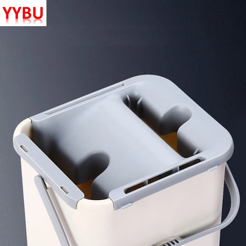 YYBU Free Hand Mop with Bucket Automatic Magic Floor Cleaning Mops 4PCS Microfibre Wipes Squeeze Flat Kitchen Cleaner | Дом и сад