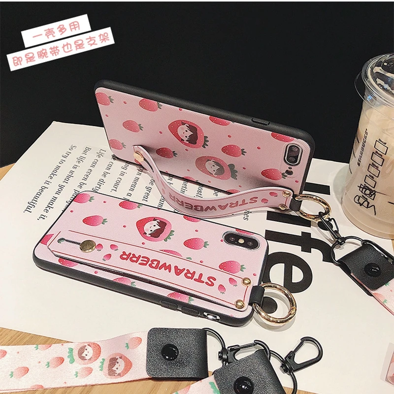 Phone Holder For iphone XS Max Case Fruit Avocado Soft TPU Neck Wrist Strap Lanyard 6S 7 8 Plus X XR 11 Pro |