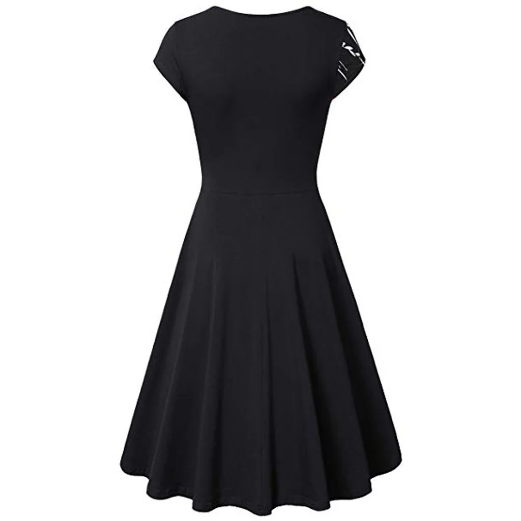 SAGACE Polyester Elegant Flared Dress Woman Empire Waist High Ladies Dresses Retro A-line | Женская одежда