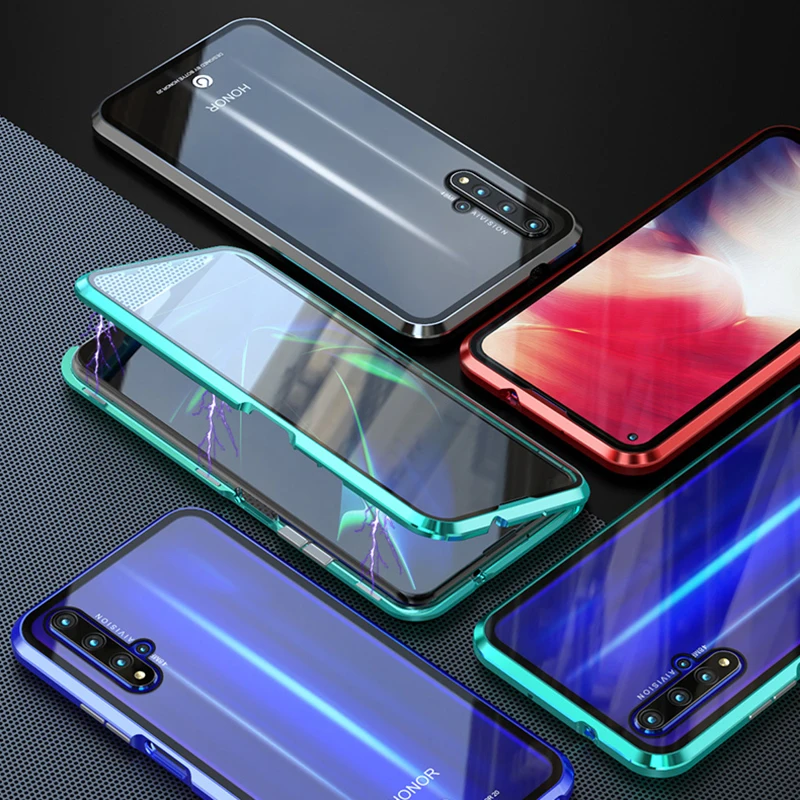 Металлический противоударный чехол-бампер для Huawei honor 20 чехол с магнитной