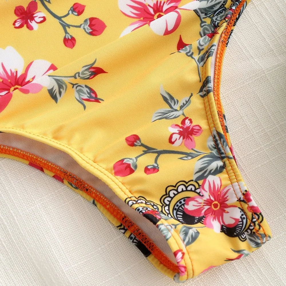 SAGACE костюмы из двух предметов Желтый купальный костюм с рисунком купальник