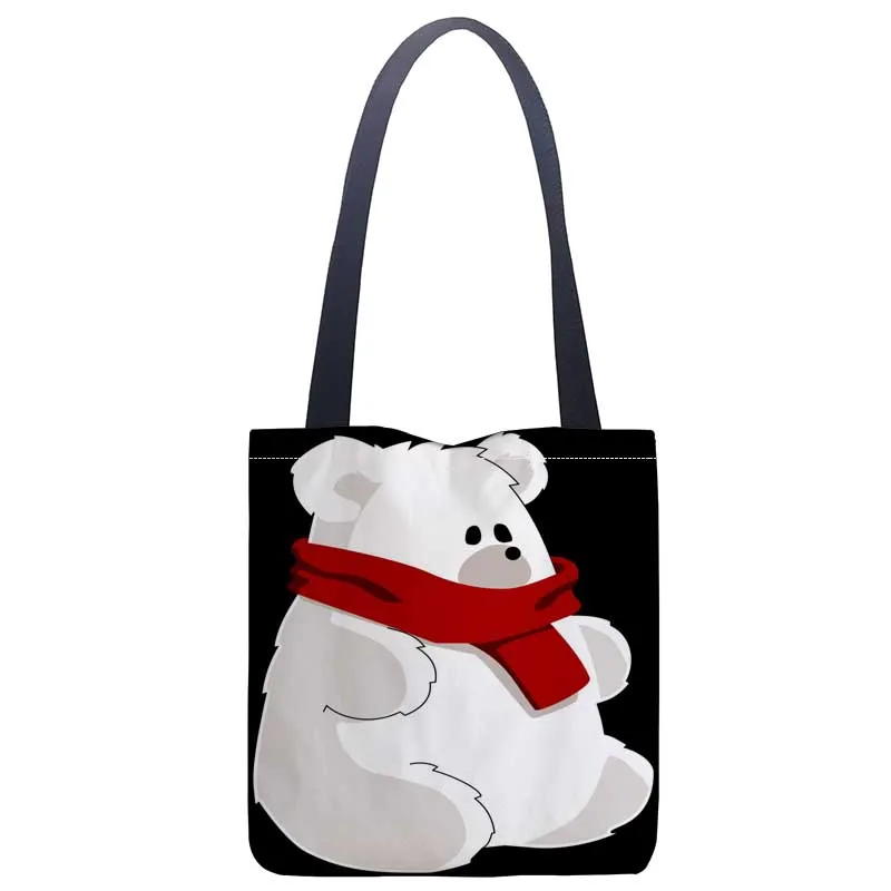 Сумка-тоут с симпатичным медведем для женщин тканевые экологически чистые
