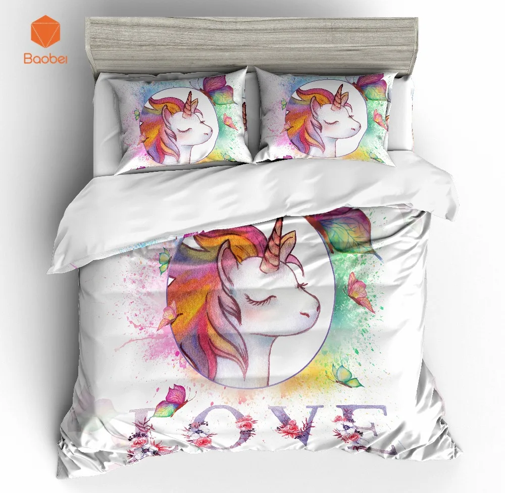 

3D Cute rainbow Unicorn Bedding Set Pillowcas Cartoon Bed Duvet Cover for Kids Adults 3pcs Colorful Bedclothes Quilt CoverSj231