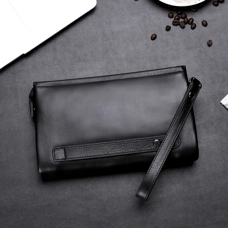 BAQI Brand Men Handbags Genuine Leather Cowhide Men Wallets Clutch Bag 2019 Fashion High Quality Ipad Bag Men Card Holder Casual