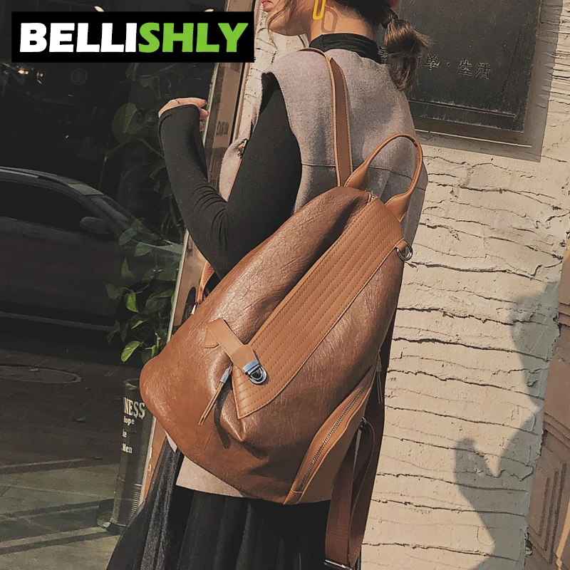 Bellishly travel accessories 2019 backpack women high quality PU leather shoulder bags women's back bag school vintage mochilas | Багаж и