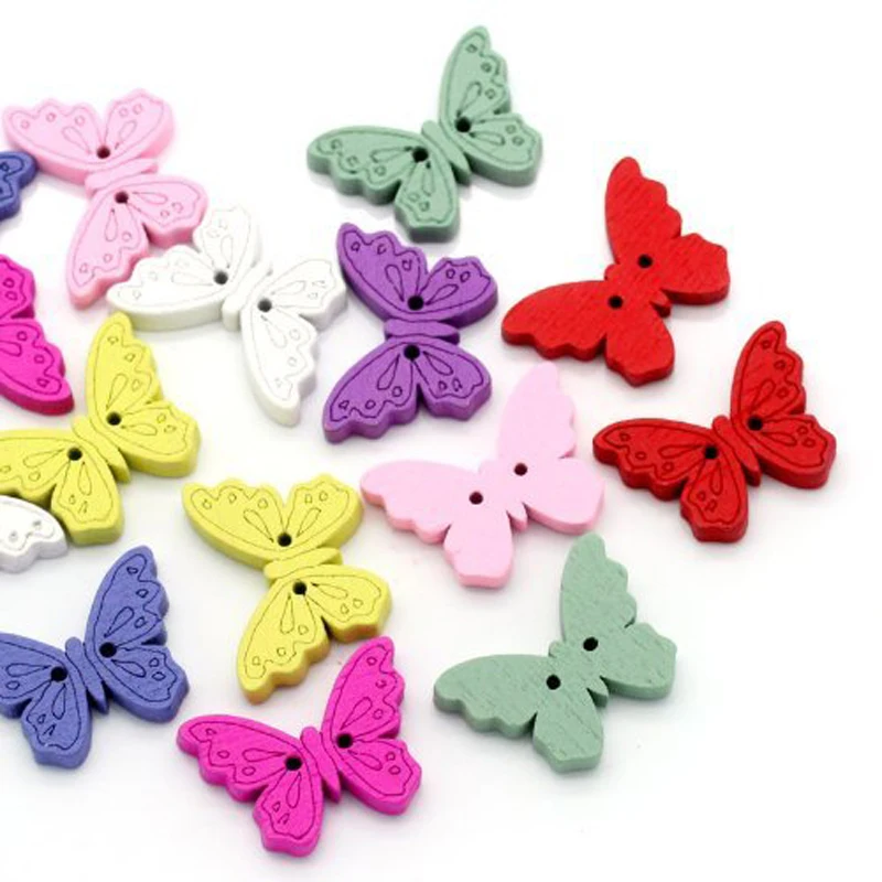 

20Pcs Butterfly Shaped 2 Holes Wooden DIY Buttons