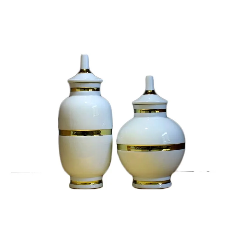 

American white ceramic ceramic vase ornaments of modern Chinese tank soft decoration model room hotel room decoration