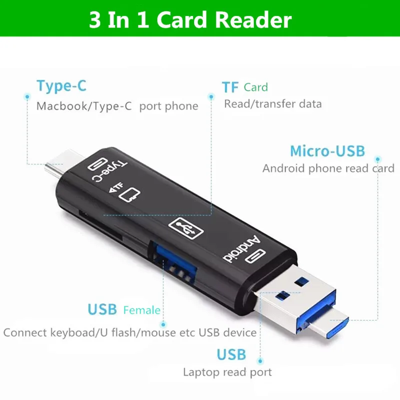 Все в 1 USB 3,1 кард-ридер высокоскоростной SD TF Micro SD кард-ридер Тип C USB C Micro USB память OTG кард-ридер