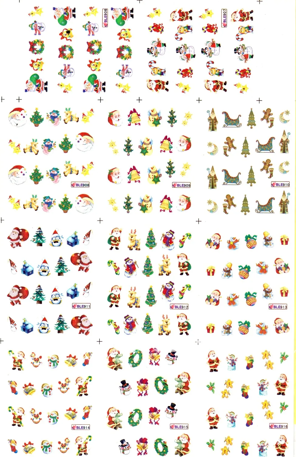 

11 PACK/ LOT WATER DECAL NAIL ART NAIL STICKER XMAS SANTA DEER GIFT TREE CAP SOCK BLE906-916