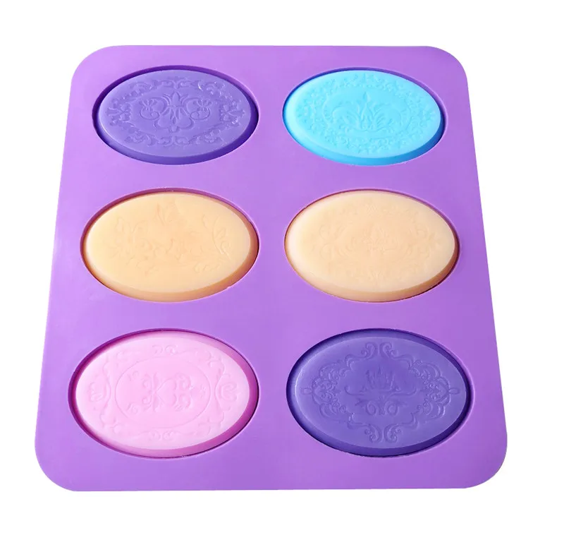 

1pcs Six-Holes Ellipse Shape (xj1111) Silicone Handmade Soap/Cake Mold Crafts DIY Mold