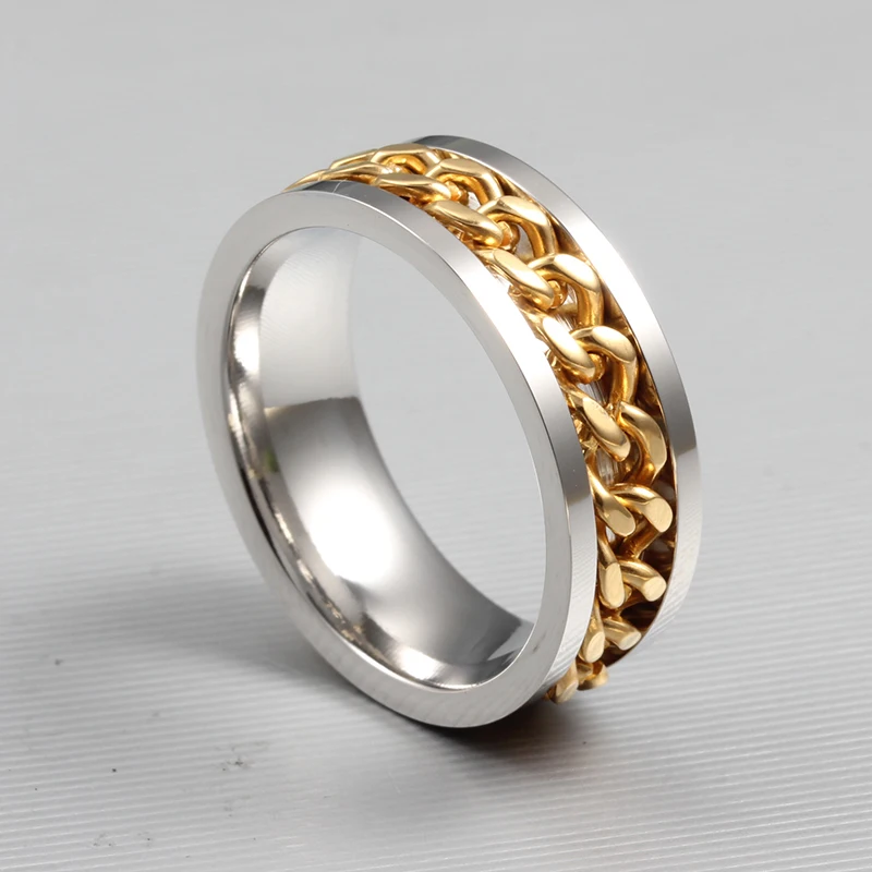 Titanium Ring Men chain shackles Smooth Simple Wedding Couples Rings Bijouterie bague homme R-016 titanium ring men | Украшения и