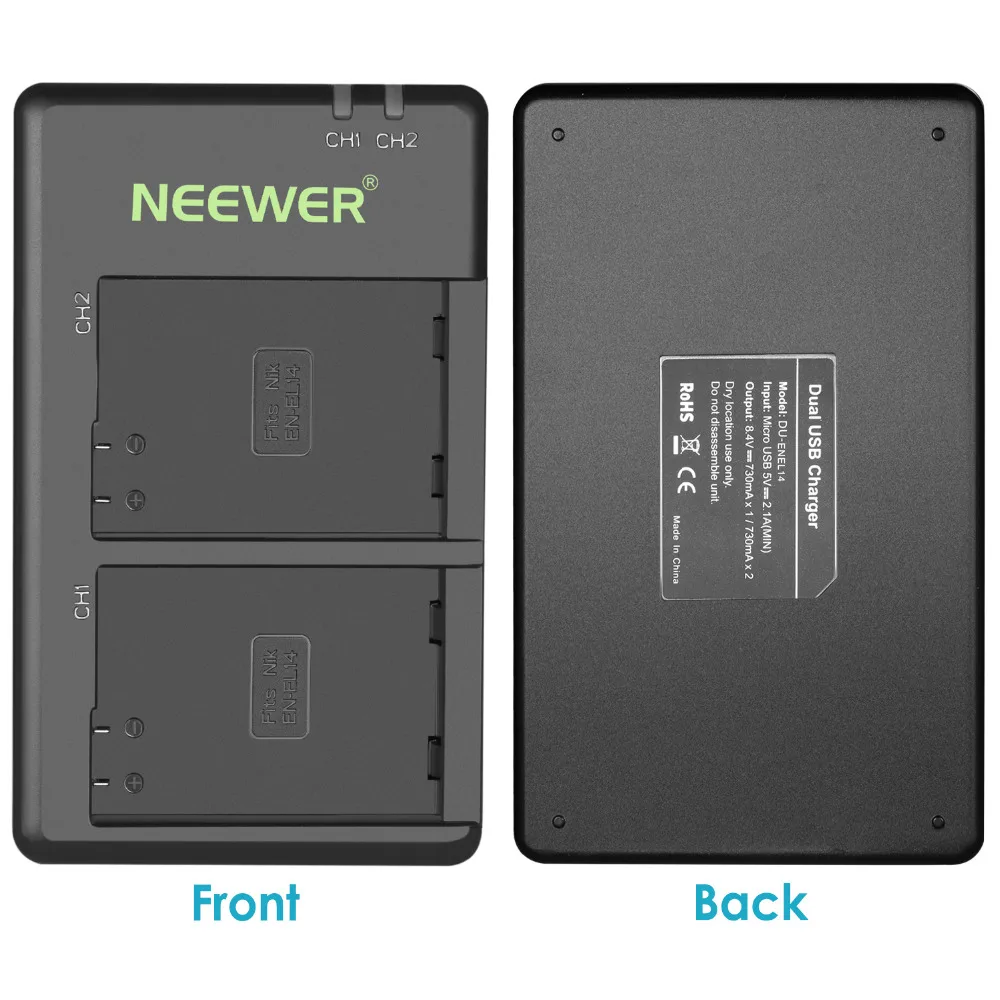 Neewer Pro вертикальный держатель для аккумулятора и 2 шт. 1050 мАч EN EL14 Замена литий