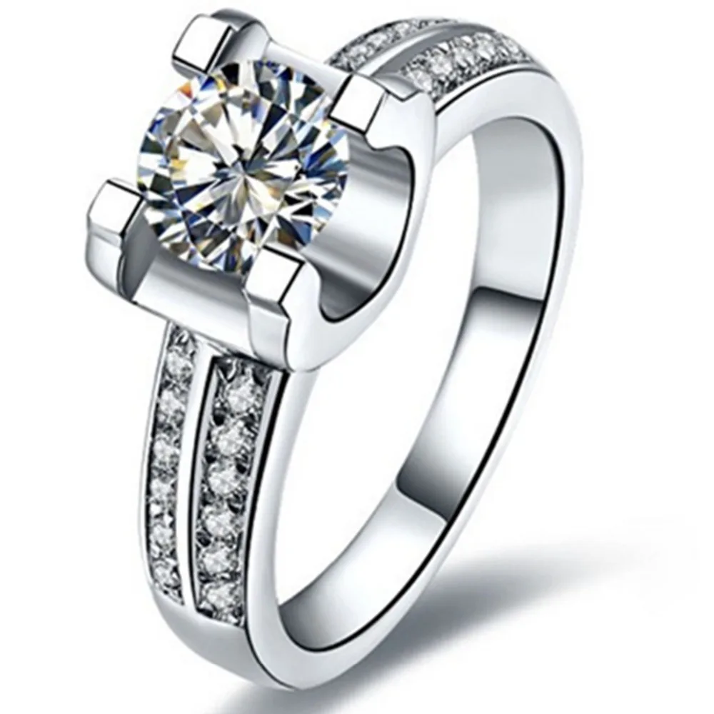

Test Positive 1Ct D VVS1 Moissanite Female Ring Solid 14K White Gold Wedding Ring Stunning Diamond Engagement Ring AU585