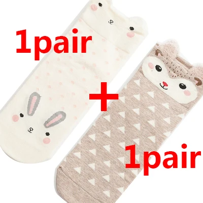 2Pair color 2 2 пары женских носков женские короткие носки с объемным рисунком животных весенние, осенние, зимние стильные женские милые кавайные носки Calcetines - Цвет: 2Pair color 2