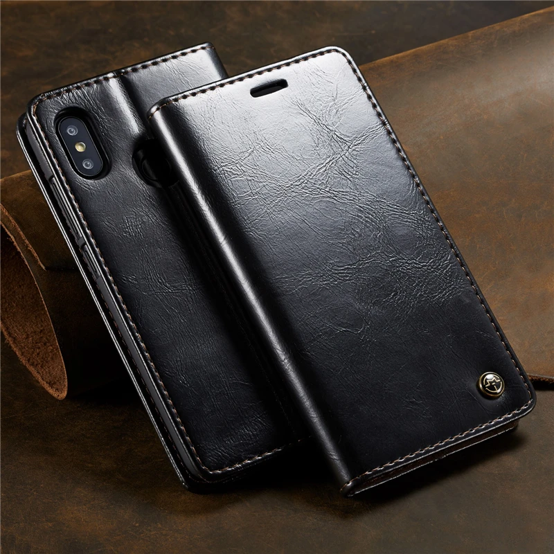 Кожаный флип чехол на магните для Xiaomi Redmi 6 6A Note Pro Ретро Чехол книжка кейс
