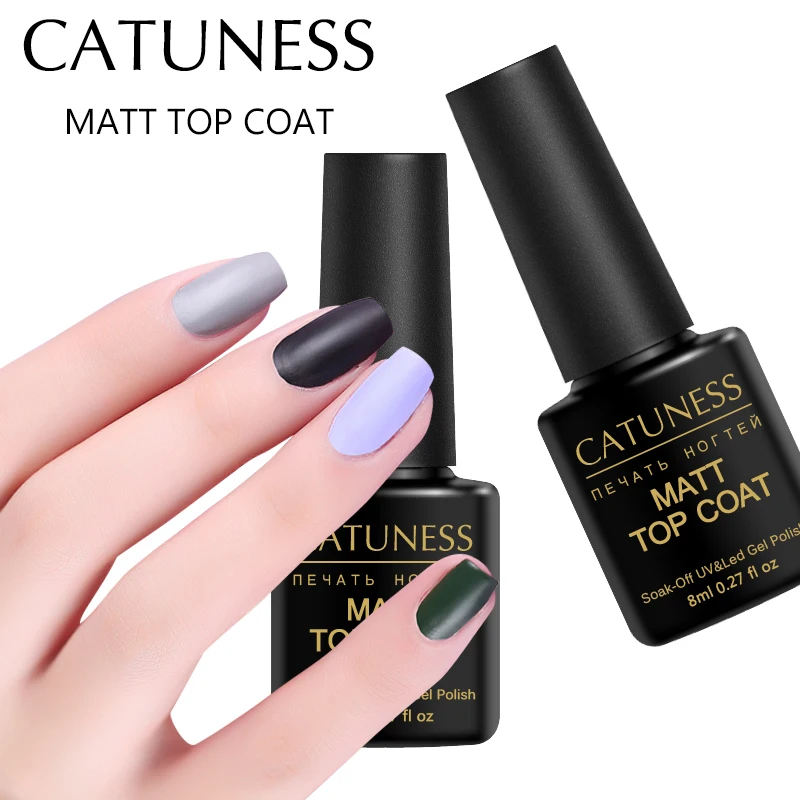 CATUNESS Матовый верхний слой эффект красочный лак для ногтей увлажняющий УФ черный