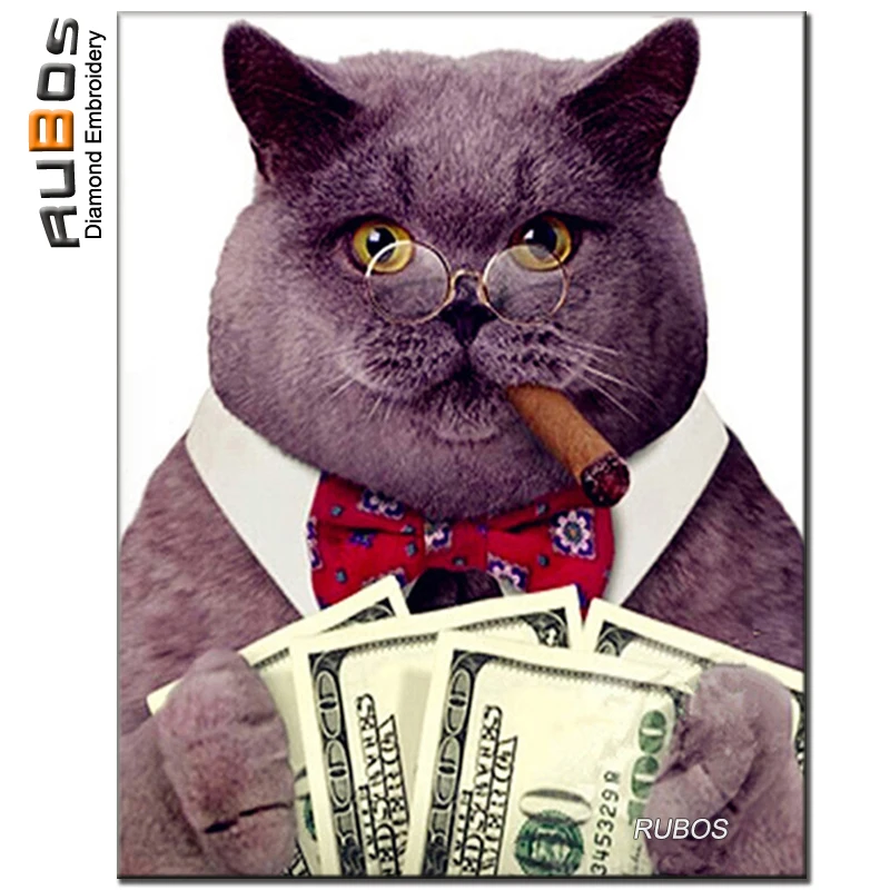 Алмазная мозаика RUBOS cat money boss DIY 5D алмазная вышивка с узором живопись из