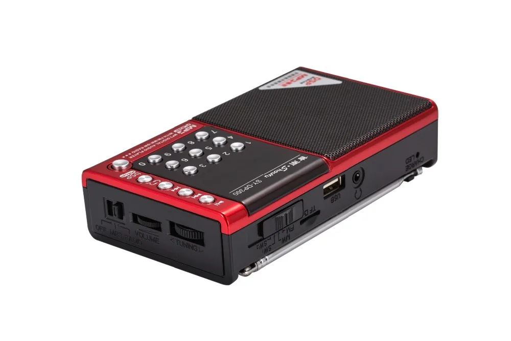 JINSERTA Mini FM/MW/SW Полнодиапазонный радио Hi-Fi MP3 музыкальный плеер Поддержка U диск TF карта стерео наушники вход с usb зарядкой