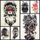 1 шт., водостойкая тату-наклейка в виде индийского воина, 21 х15 см