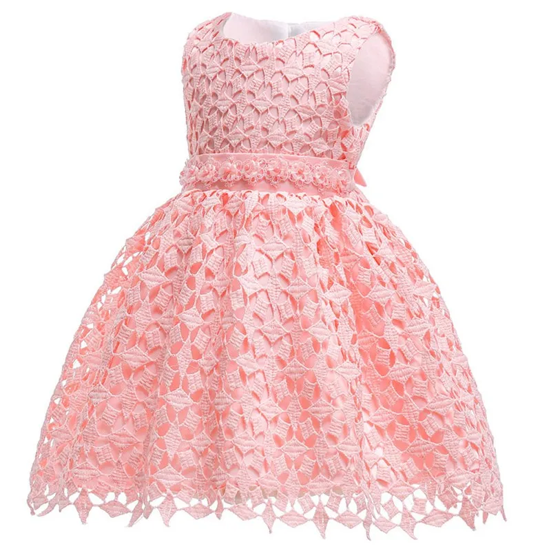 Hollow Solid Color Formal Prom Wedding Ball Gown Princess Baby Girls Dress Flower Children Kids Party For Girl Clothes | Детская одежда