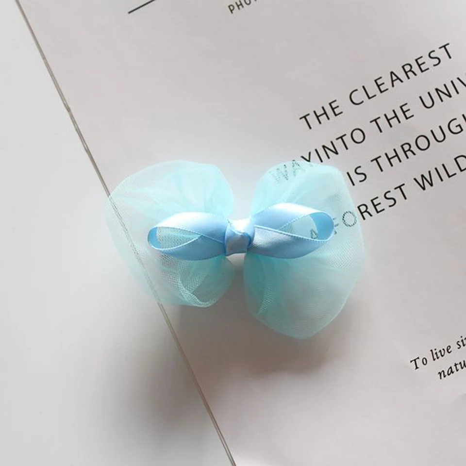 Fashion Girls' Tulle Ribbon Bow Hair Clip Hairpins Kids' Lined Alligator Barrettes Accessories HC090 |