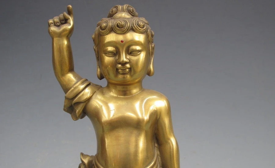 Тибет Буддизм Чистая Медь Латунь Статуя Будды Шакьямуни Татхагата Мальчик Князь