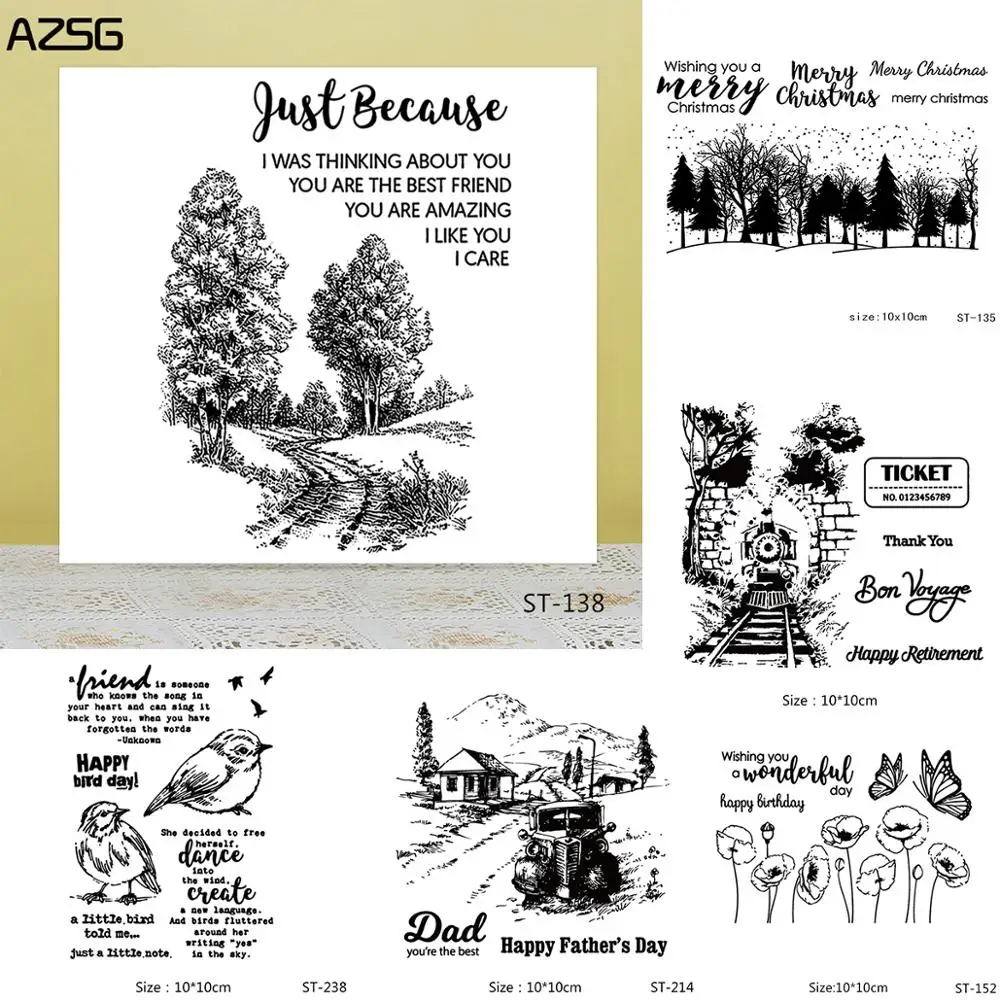 Прозрачные штампы AZSG на Рождество/елку для рукоделия скрапбукинга декоративные