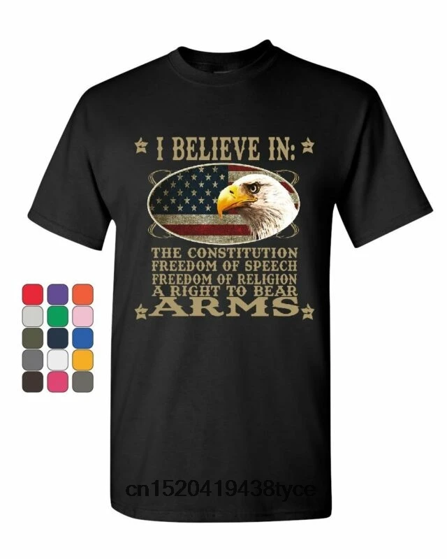 Я верю в Конституции футболка 2nd Amendment Футболка с принтом оружье Мужская