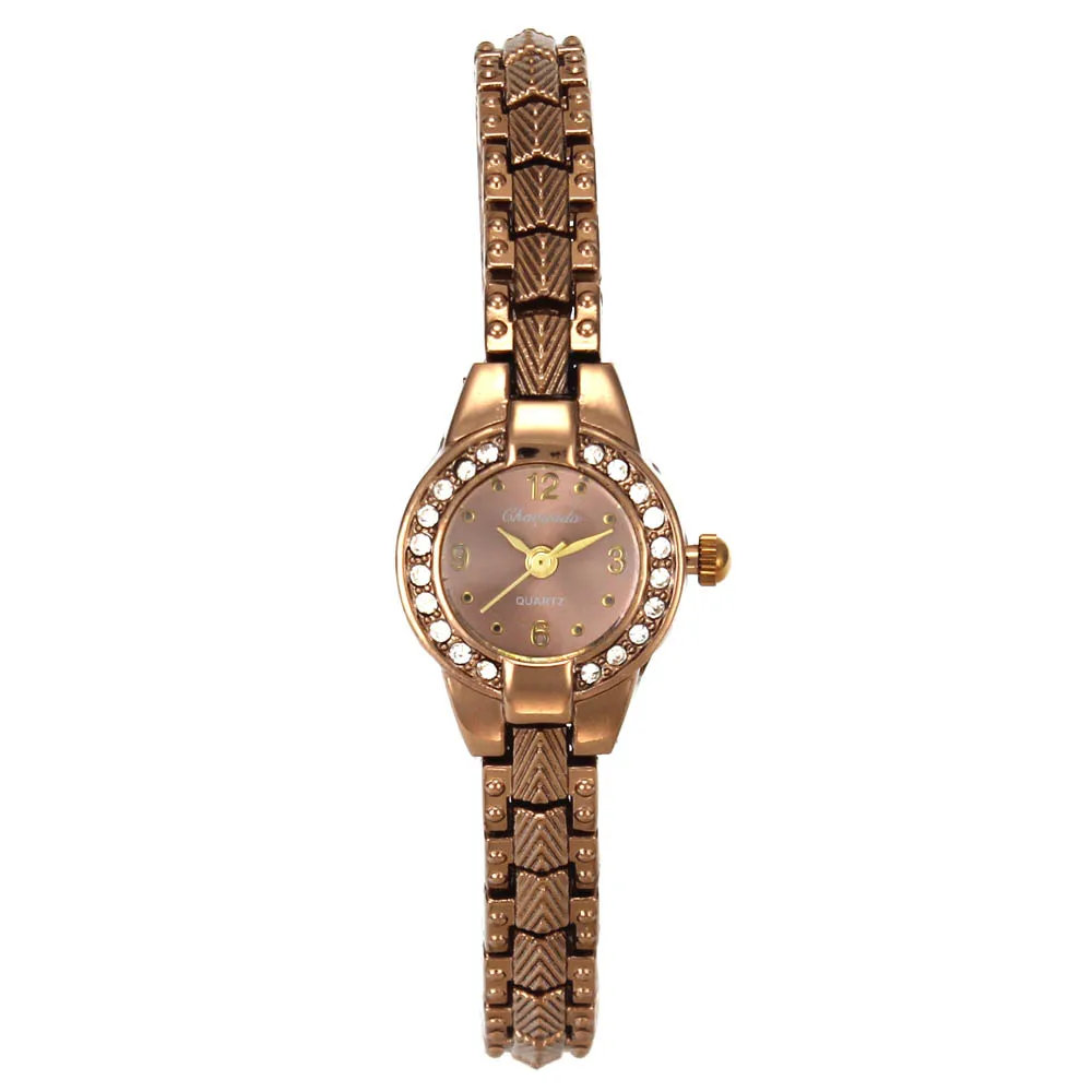 Роскошные женские модные розовое золото коричневый с кристаллами браслет