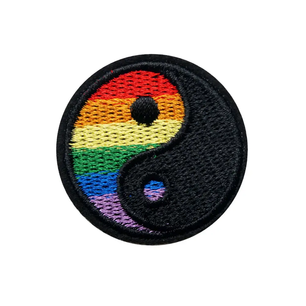 Радужные вышитые нашивки Tai Chi Ying Yang Пришивные металлические для одежды