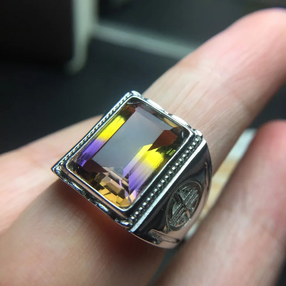 

KJJEAXCMY exquisite amethyst ring 925 silver inlaid gemstone men's ring luxury atmosphere
