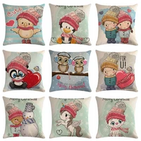 cartoon style penguin panda unicorn cushion cover cotton linen pillow cover 45x45cm throw pillow cover home decor