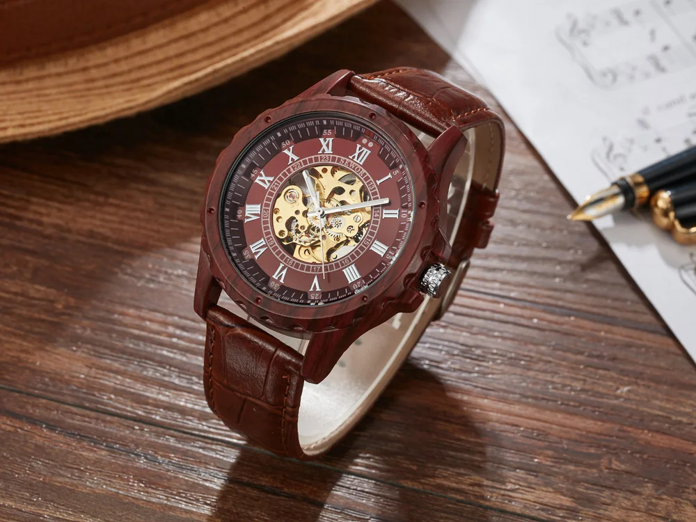 SEWOR Топ бренд класса люкс Скелет автоматические механические часы мужские Ретро