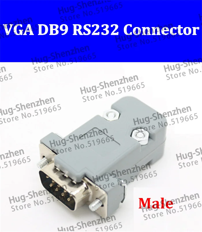

10pcs VGA DB9 RS232 9-core serial straight male VGA Connector,housing shell set,