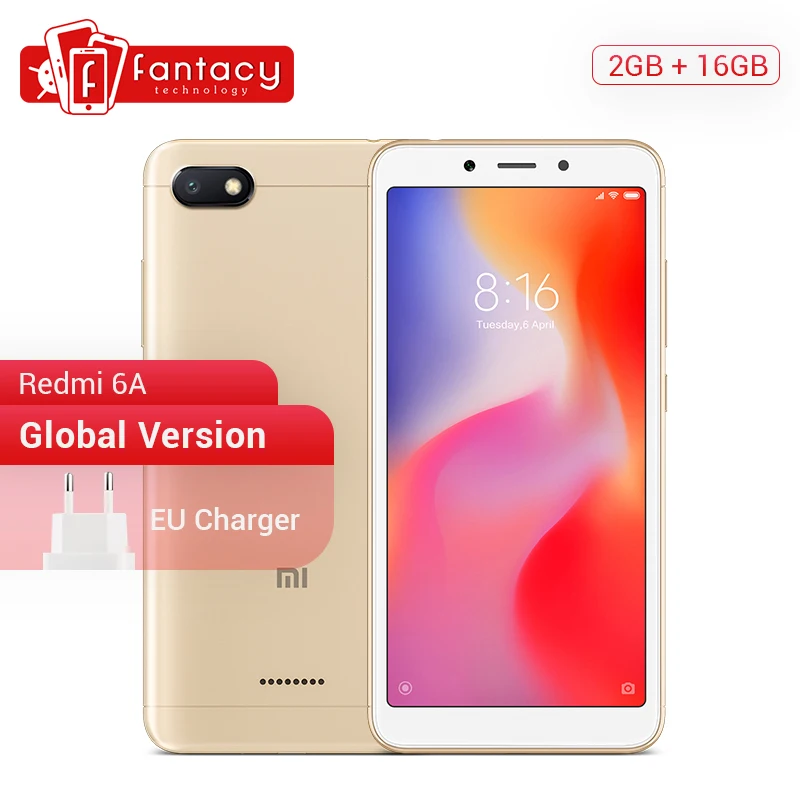Xiaomi Redmi 6A смартфон с 5 дюймовым дисплеем четырёхъядерным процессором Helio A22 ОЗУ 2 Гб