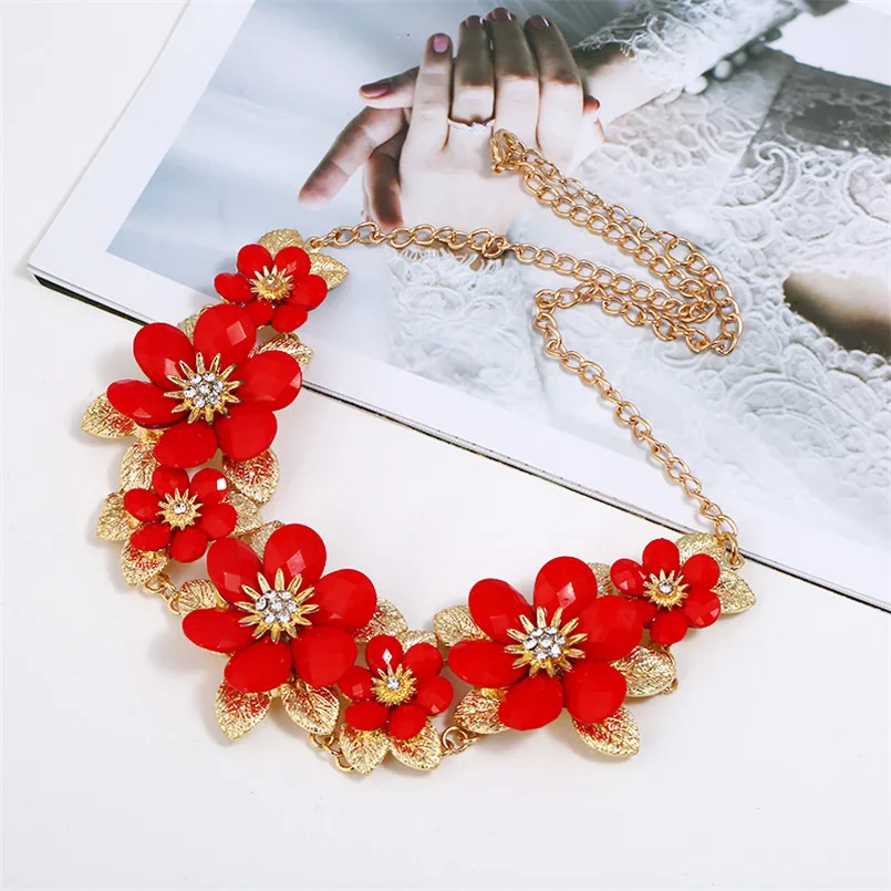 Olaru Мода сусальное золото цветок колье Neckalce для женщины новый себе Макси