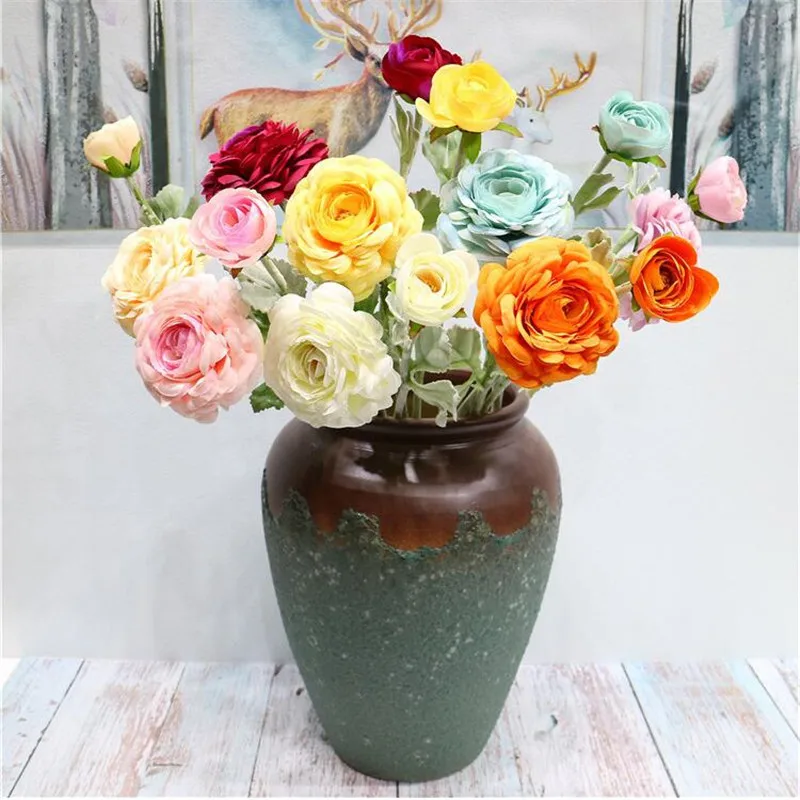 Поддельные короткие Стволовые Ranunculus 19 69 &quotДлина моделирования Tufting Камелия для