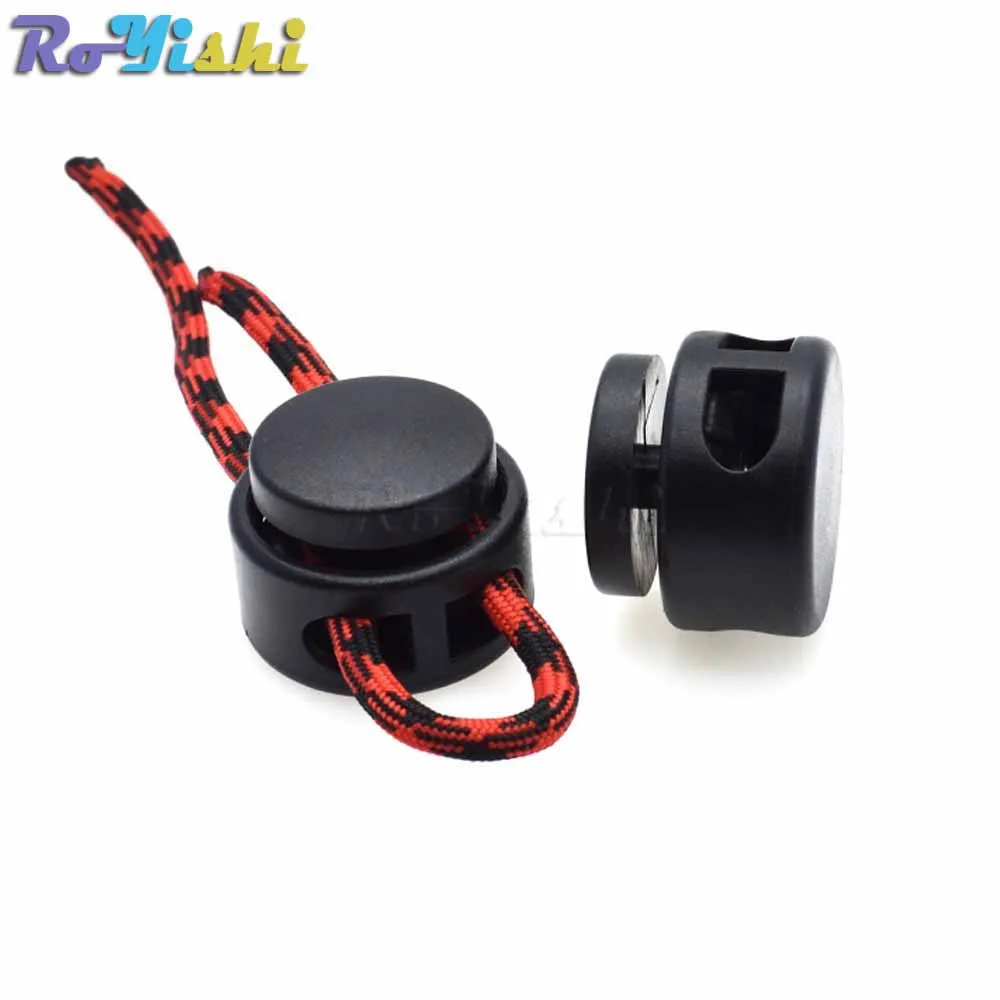 

10pcs/pack Plastic Cord Lock Stopper Toggle Clip Black For Paracord Size:25mm*30mm